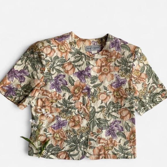 Norton McNaughton Tops - Vintage 90s floral cotton blouse